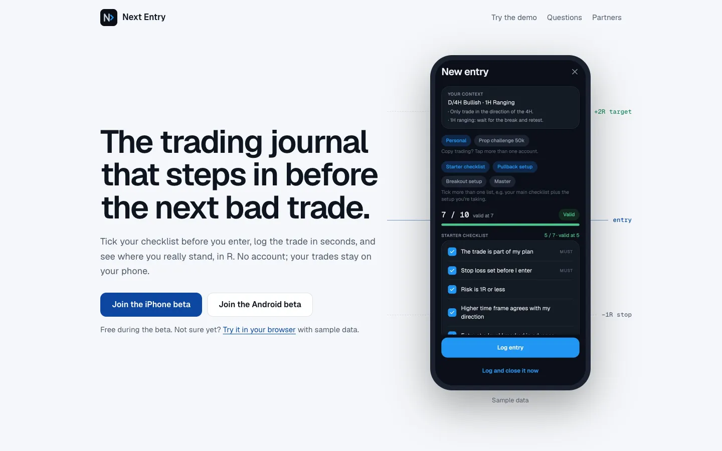 The Next Entry homepage.